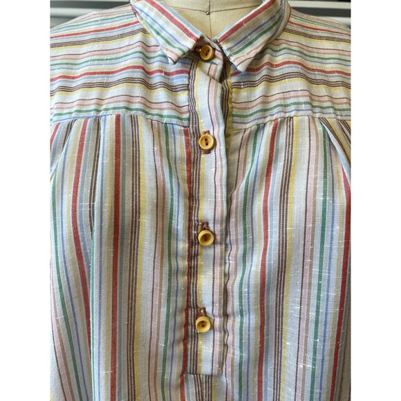 1970s pinstriped cotton tunic by jones size large hippie boho candy striped 38 - Picture 4 of 8